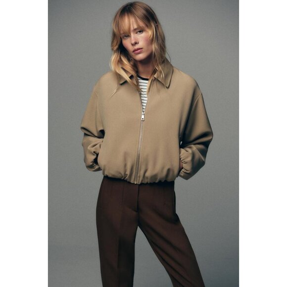 ZARA PUFF-SLEEVE BOMBER JACKET - Picture 3 of 8